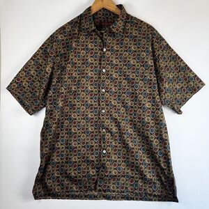 Vintage Tori Richard Shirt Men Large Brown Floral Aloha Cotton Lawn USA Hawaiian